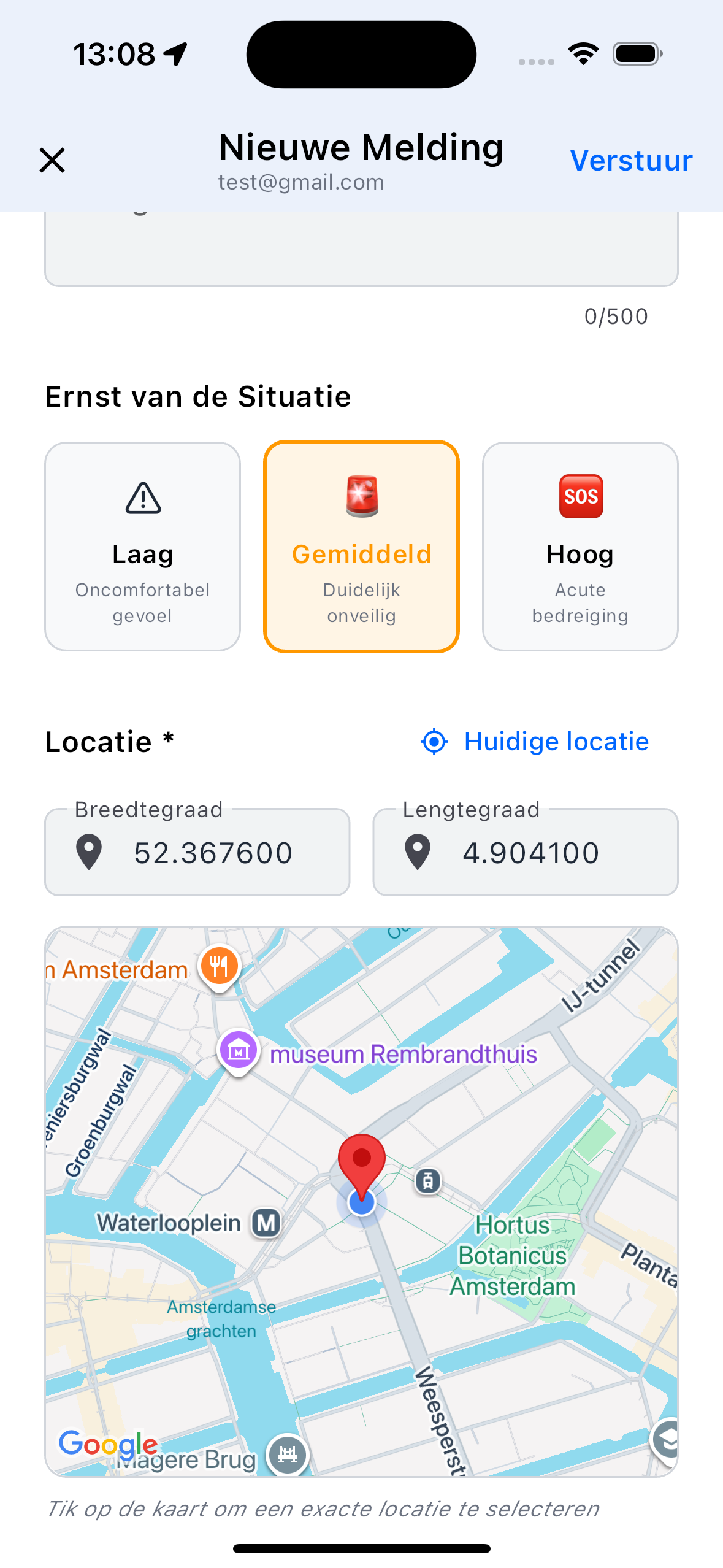 StreetSafe kaartweergave met community helpers en locatiedeling voor veiligheid